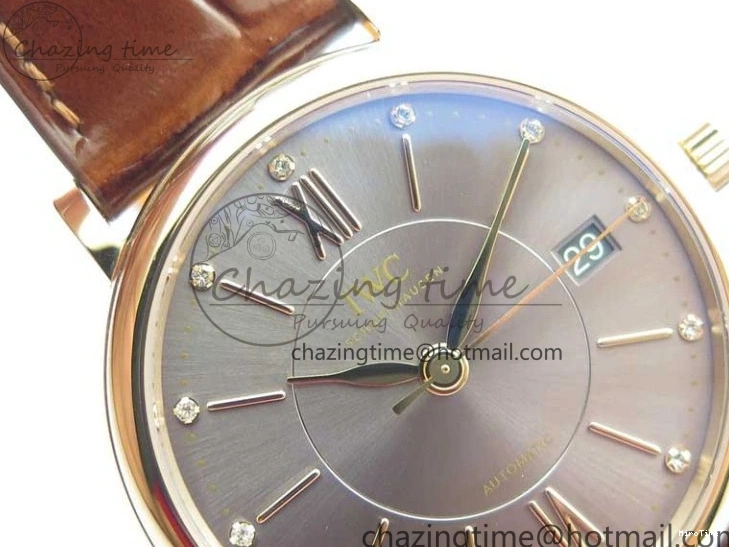 MIROTIME 0313 Portofino 37mm RG V7F 1:1 Best Edition Gray Dial on Deep Brown Leather Strap A SunProtective 7090